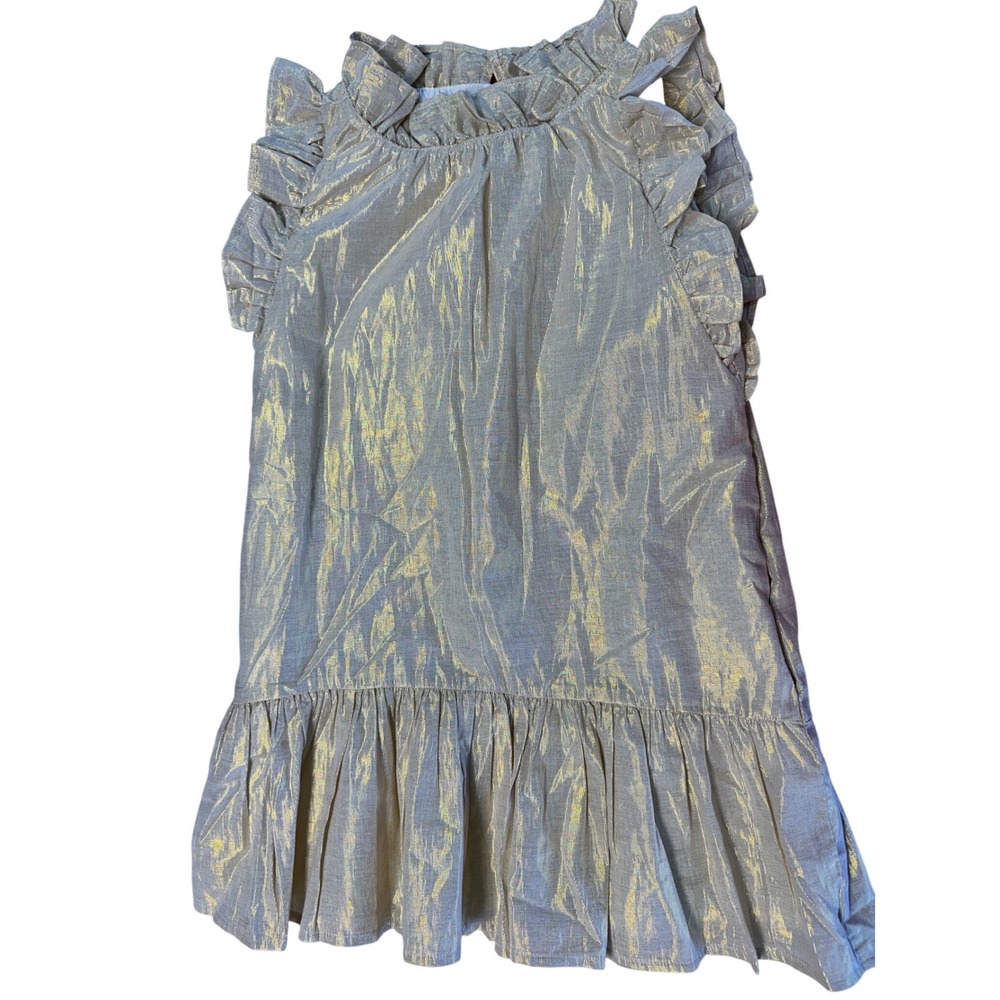 Tea Collection Kids‎ Gold Shimmer Ruffle Dress Size 6